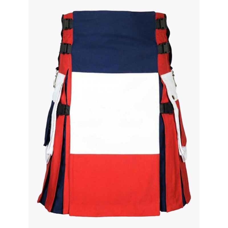 100% Cotton Utility Kilt French Flag Kilt 100% Cotton Utility Kilt French Flag Kilt
