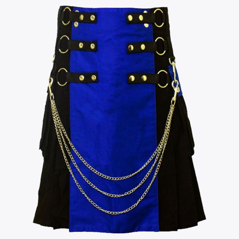 Black & Blue Hybrid Utility Kilt For Men
