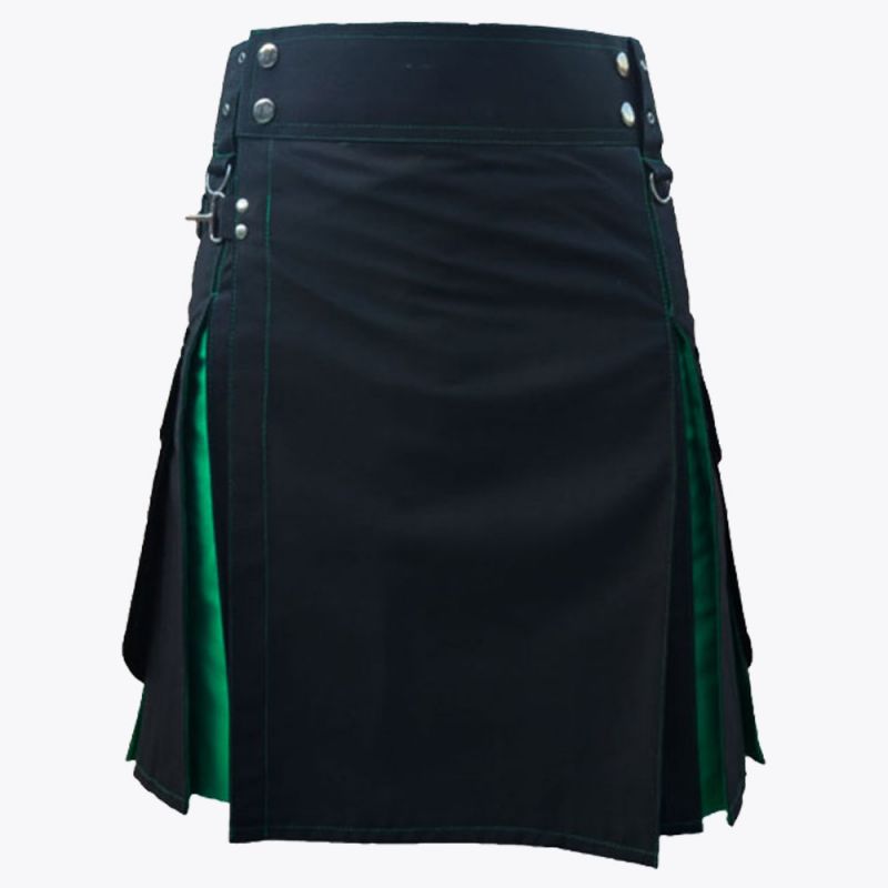 Black & Green Hybrid Utility Kilt
