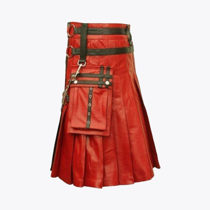 Black & Red Gothic Hybrid Kilt For Men
