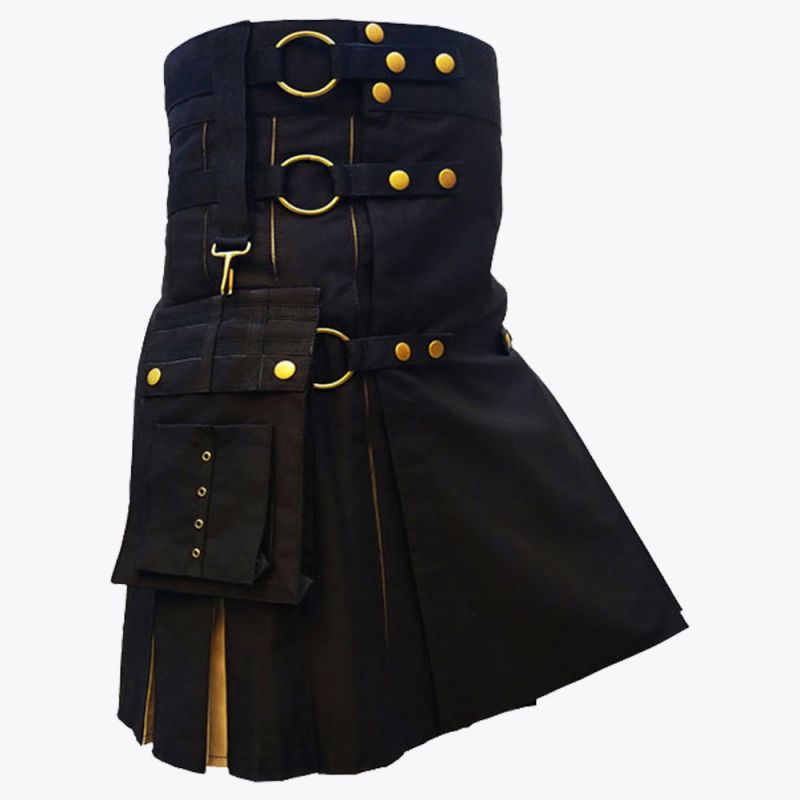 Black And Khaki Hybrid Utility Kilt
