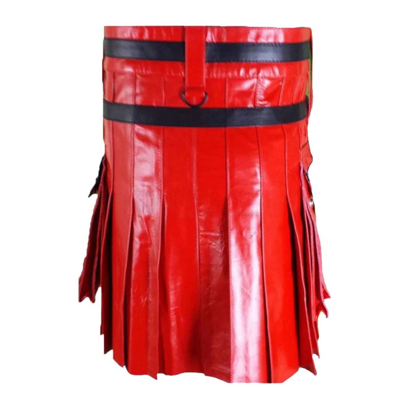 Black And Red Hybrid Leather Kilt