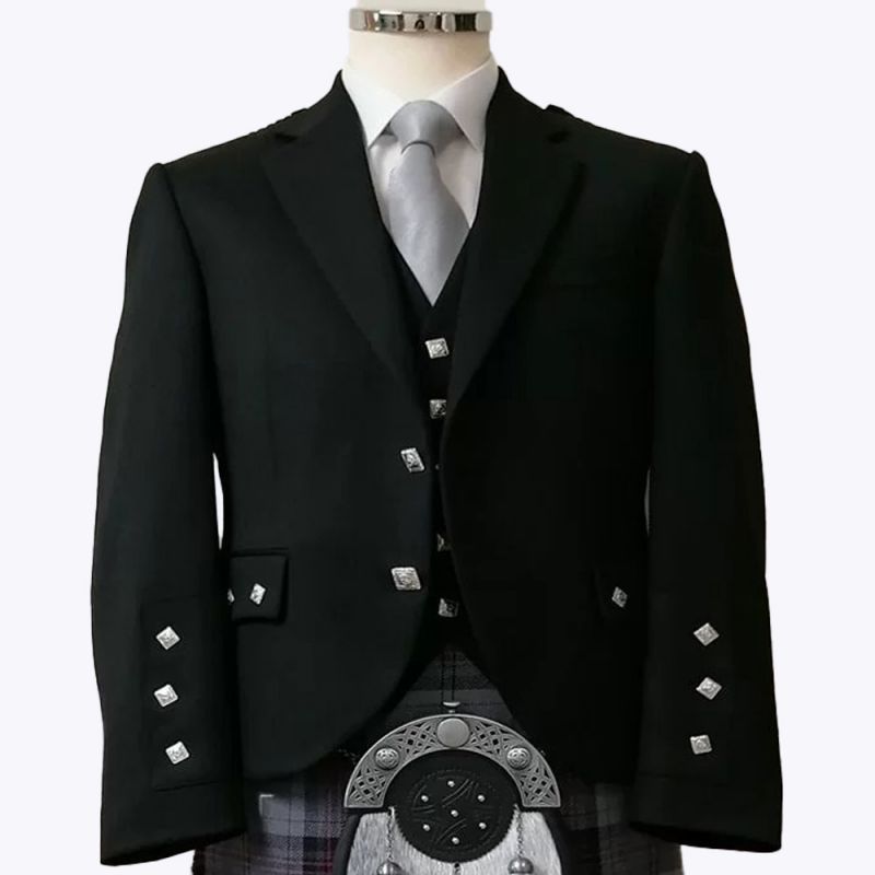 Black Argyll Tweed Kilt Jacket and Vest