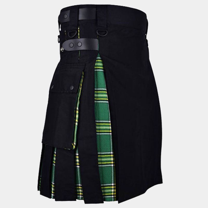 Black Utility Kilt & Irish Tartan Hybrid Kilt