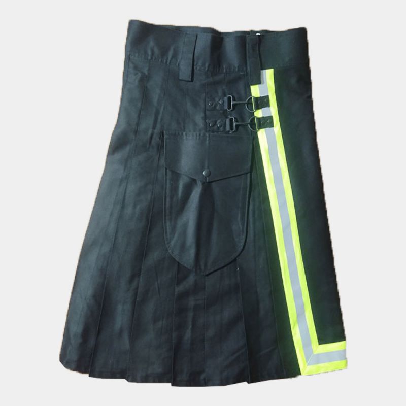Black Utility Kilt with Yellow Trim
