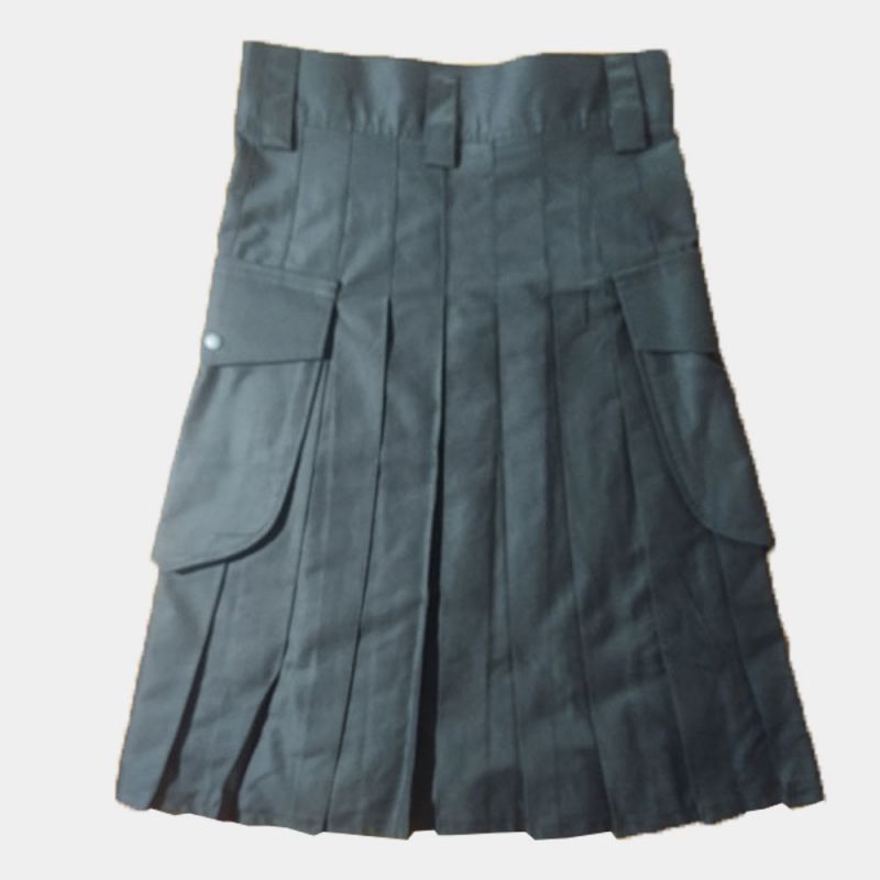 Black Utility Kilt with Yellow Trim
