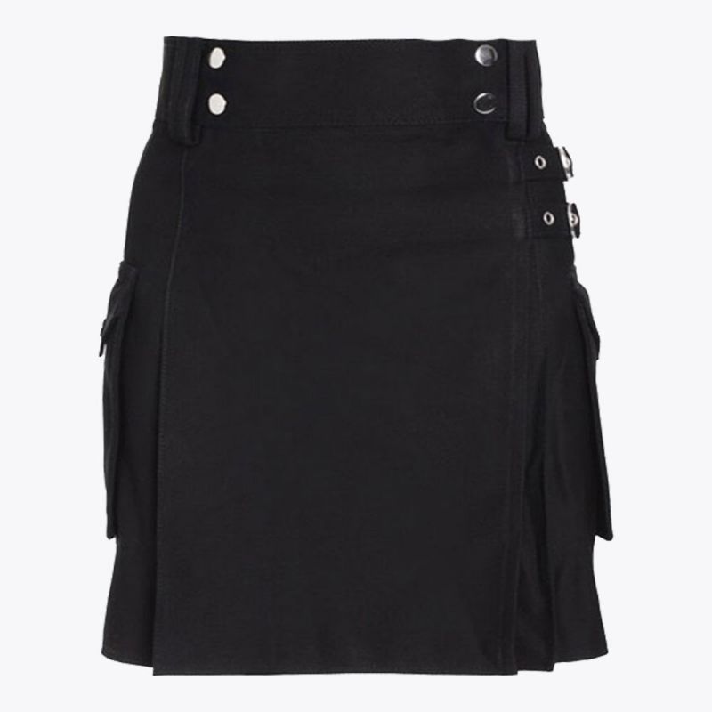 Black Utility Modern Kilt For Women
