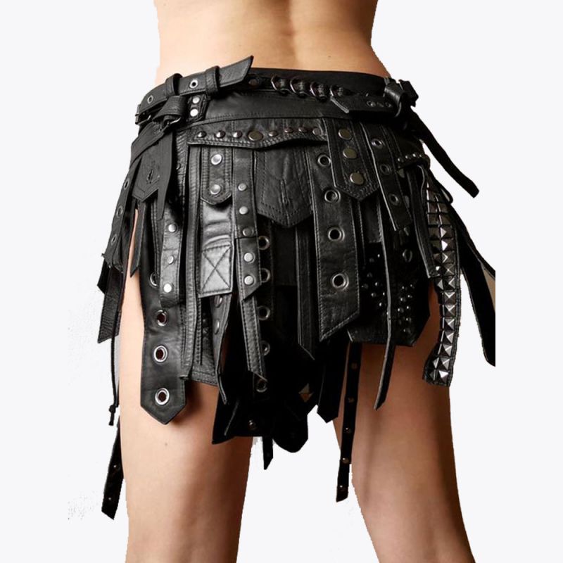 Black Warriors leather Modern Mini Kilt

