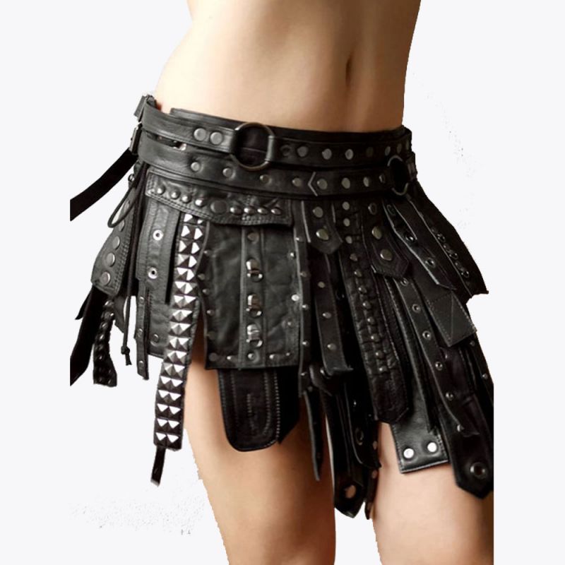 Black Warriors leather Modern Mini Kilt
