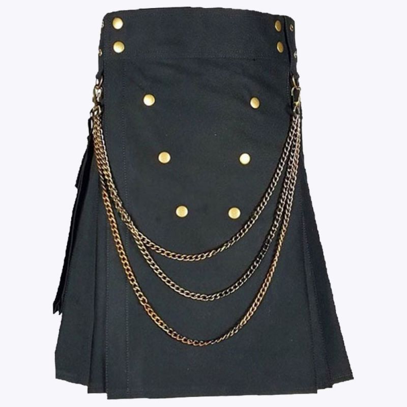 Black Fashion Utility Kilt For Men Black Fashion Utility Kilt For Men