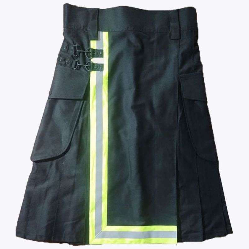 Black Utility Kilt with Yellow Trim Black Utility Kilt with Yellow Trim
