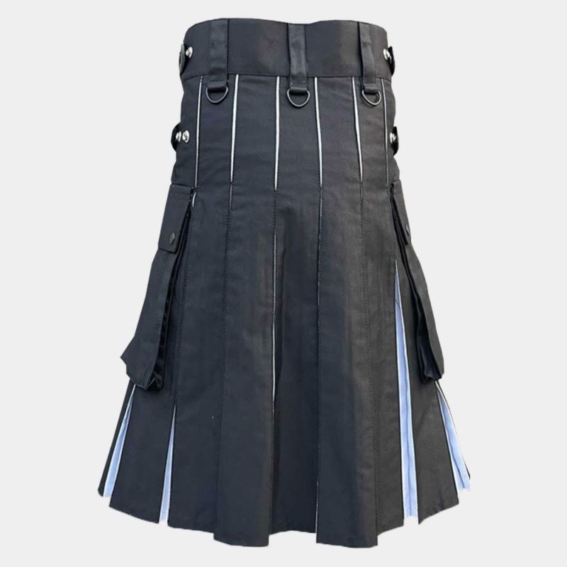 Black & White with Cargo Pockets Utility Kilt