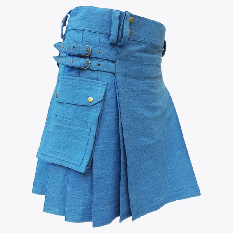 Blue Denim Kilt For Men
