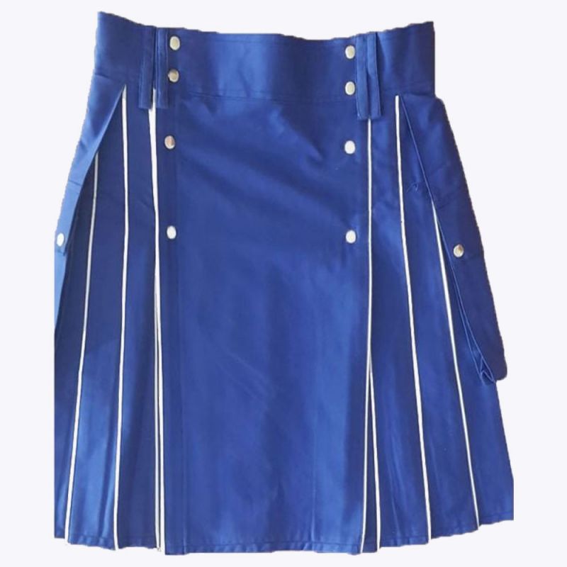Blue Utility kilt With White line For Men Blue Utility kilt With White line For Men