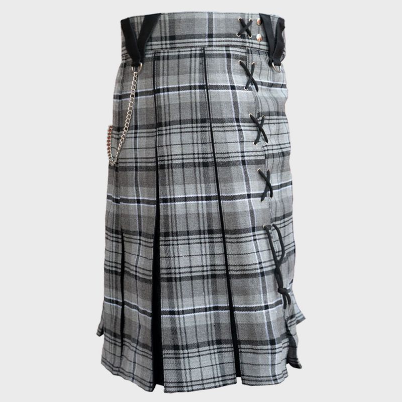 Box Pleated Grey Hamilton Modern Kilt