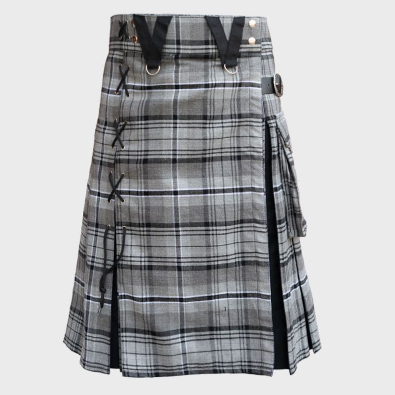 Box Pleated Grey Hamilton Modern Kilt Box Pleated Grey Hamilton Modern Kilt