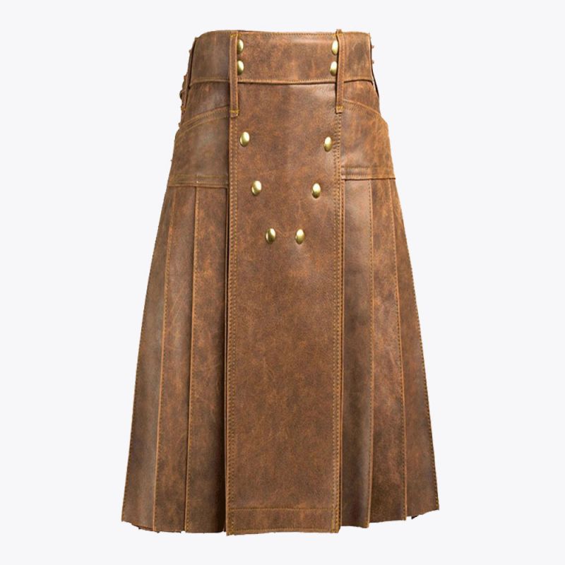Brown Fashion Leather Kilt For Men
