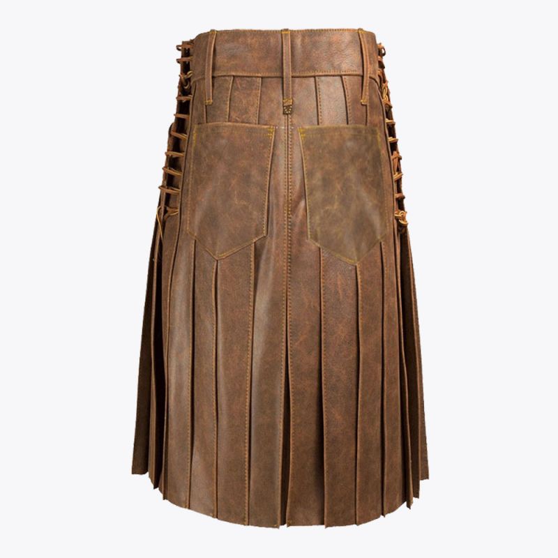 Brown Fashion Leather Kilt For Men

