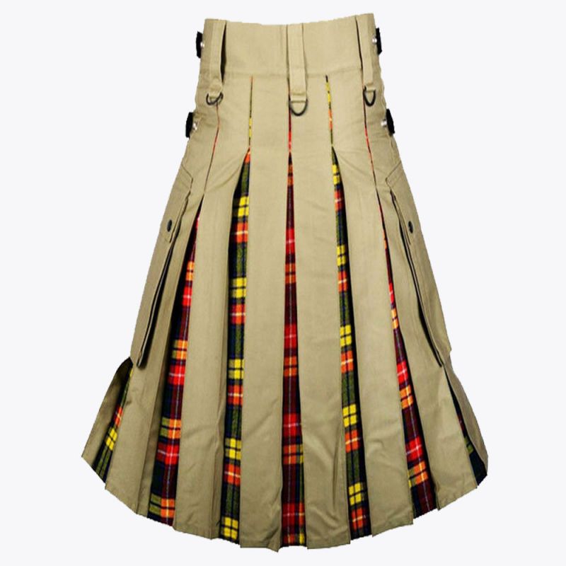 Buchanan Tartan & Khaki Hybrid Utility Kilt For Women
