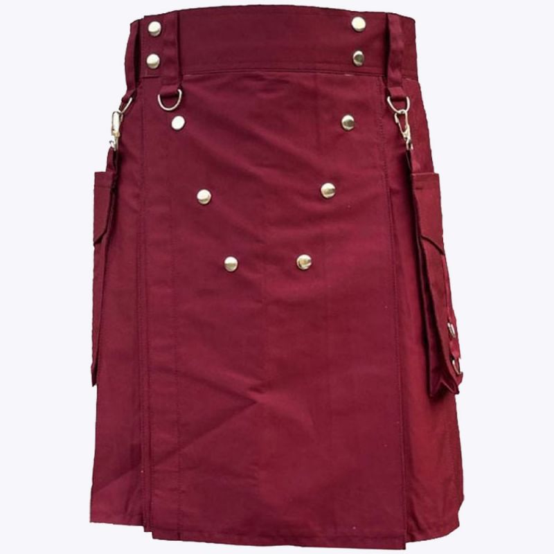 Burgundy Color Utility Kilt Burgundy Color Utility Kilt