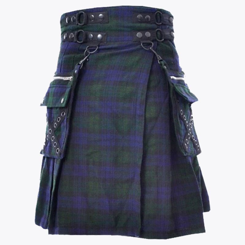 Cato Black Watch Utility Style Tartan Kilt
