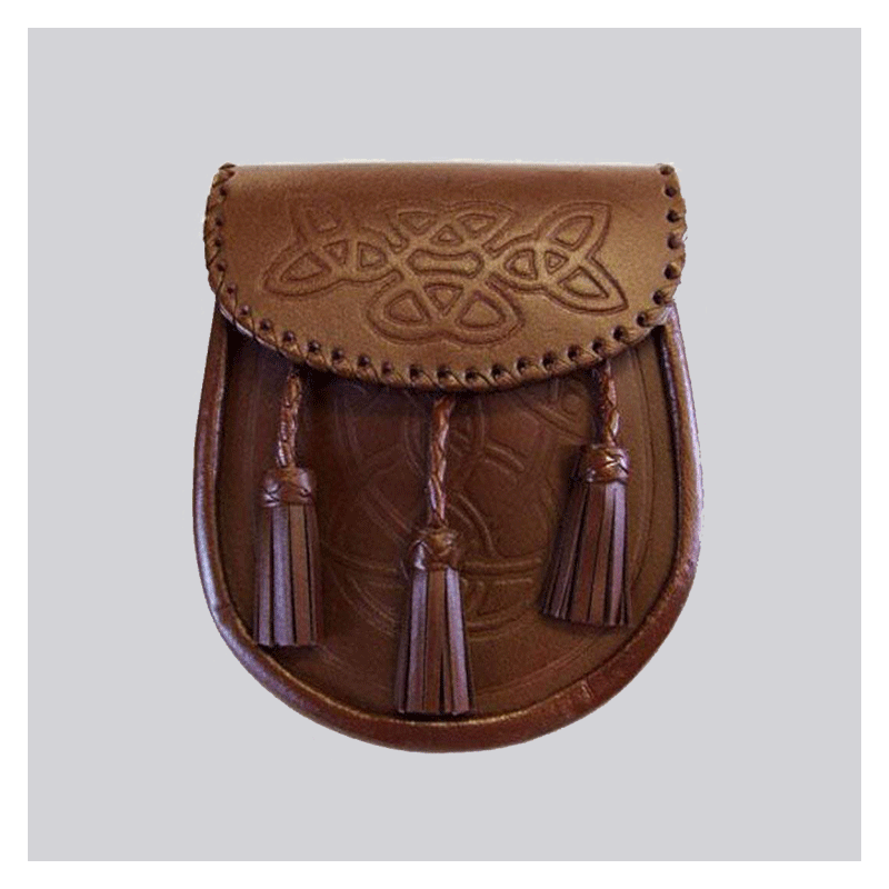 Celtic Embossed Brown Leather Sporran Celtic Embossed Brown Leather Sporran