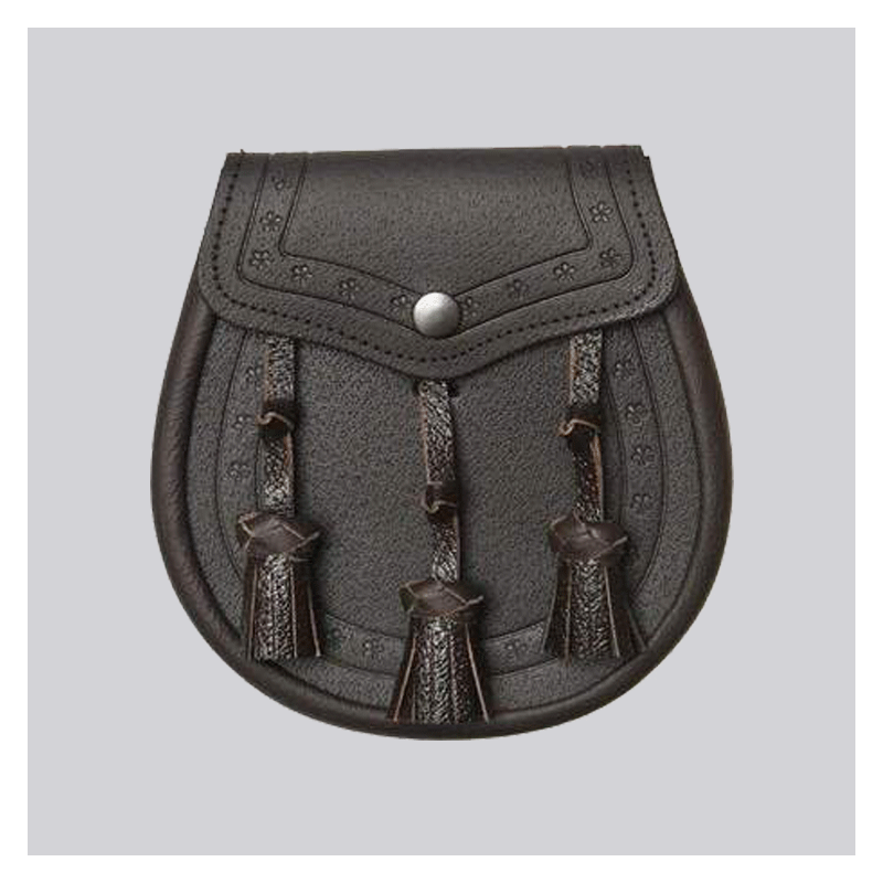Classic Embossed Dark Brown Leather Sporran Classic Embossed Dark Brown Leather Sporran
