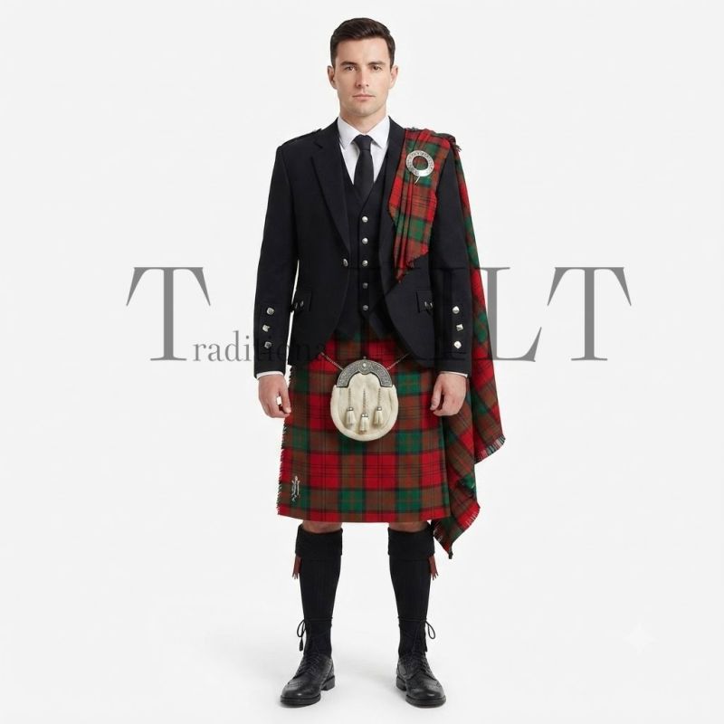 Dunbar Tartan  And Argyle Jacket Kilt Outfit