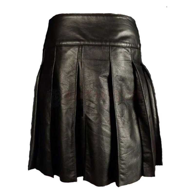 Fetish Black Leather Kilt