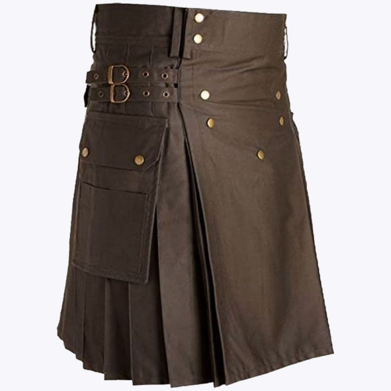 Gray Utility Kilt Straps Style With Cargo Pockets Gray Utility Kilt Straps Style With Cargo Pockets