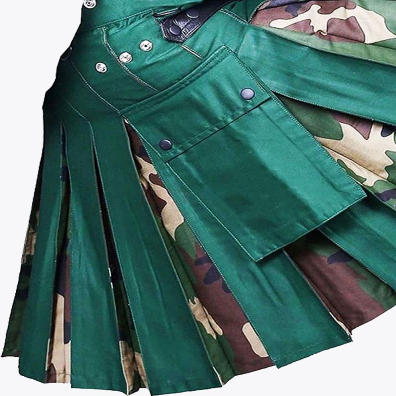 Green & Woodland Camo Hybrid Utility Kilt For Men

