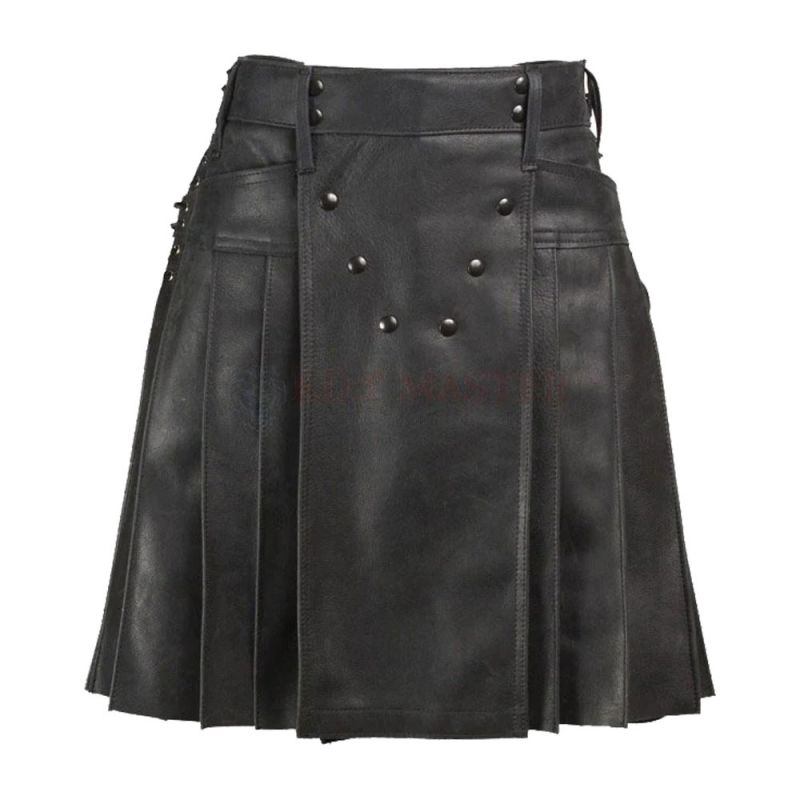 Leather Pleated Fashion Kilt