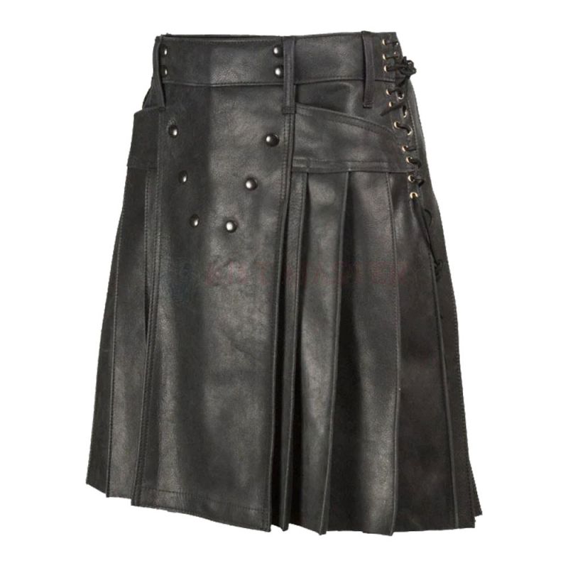 Leather Pleated Fashion Kilt