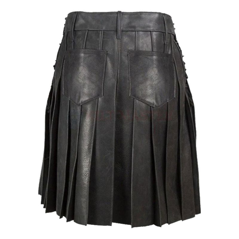 Leather Pleated Fashion Kilt