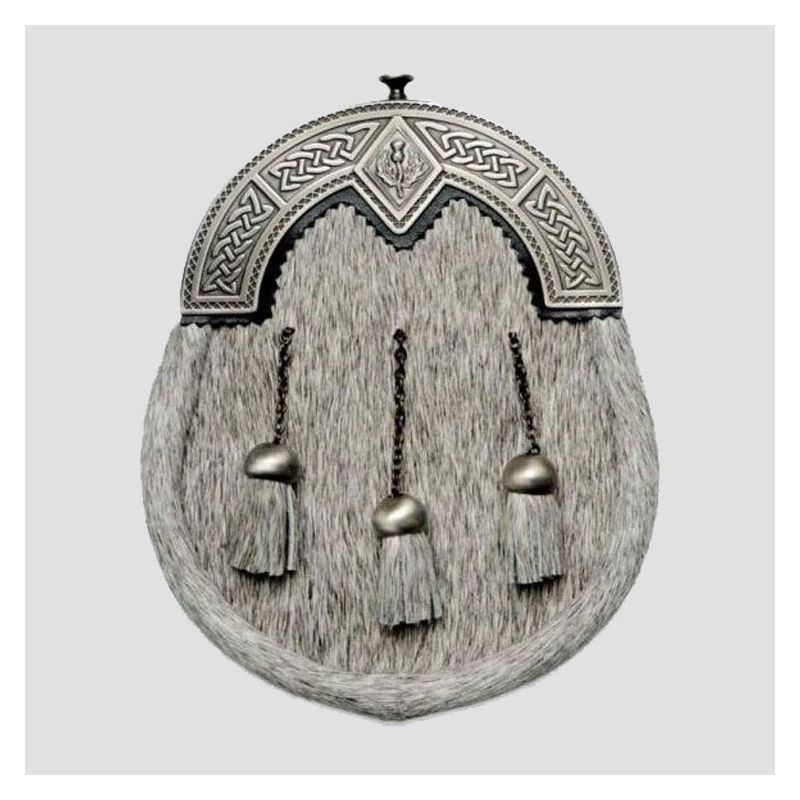 Light Gray Sporran With Silver Cantle Light Gray Sporran With Silver Cantle