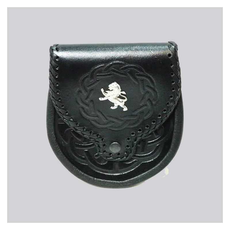 Thistle Crest Embossed Black Leather Sporran Thistle Crest Embossed Black Leather Sporran