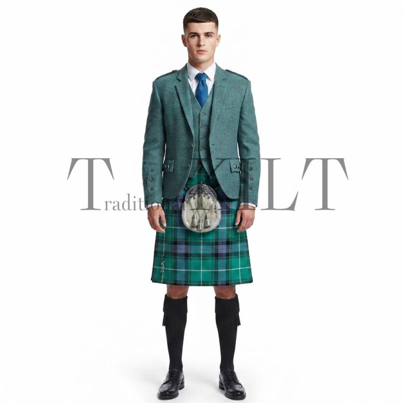 Lovat Green Crail Jacket & Waistcoat Kilt outfit