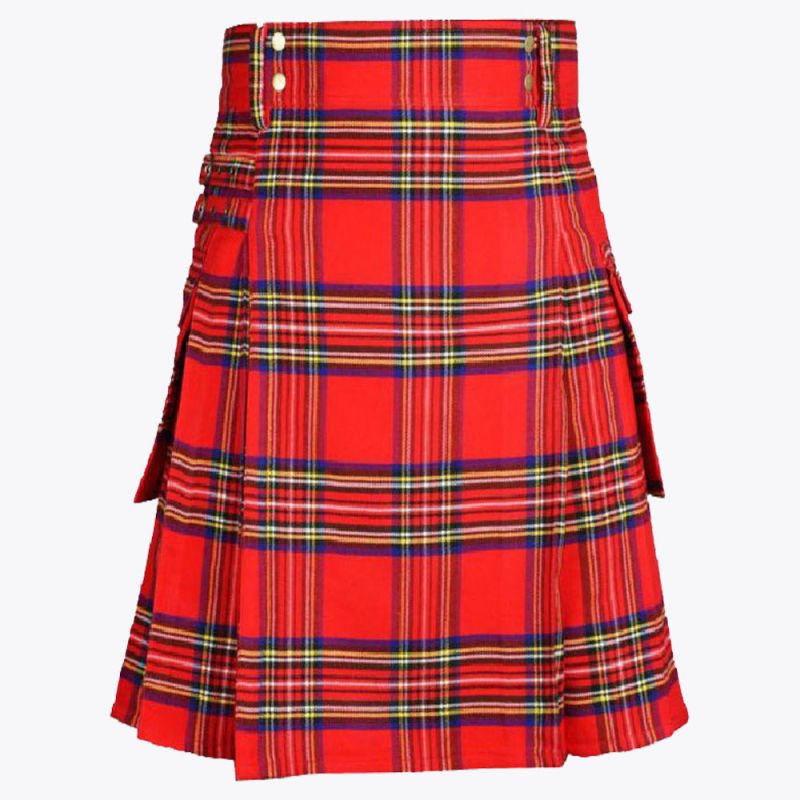 Men Royal Stewart Tartan Utility Kilt
