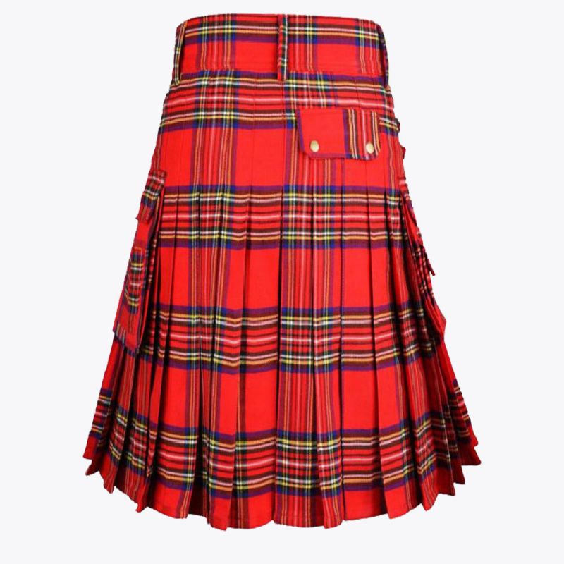 Men Royal Stewart Tartan Utility Kilt
