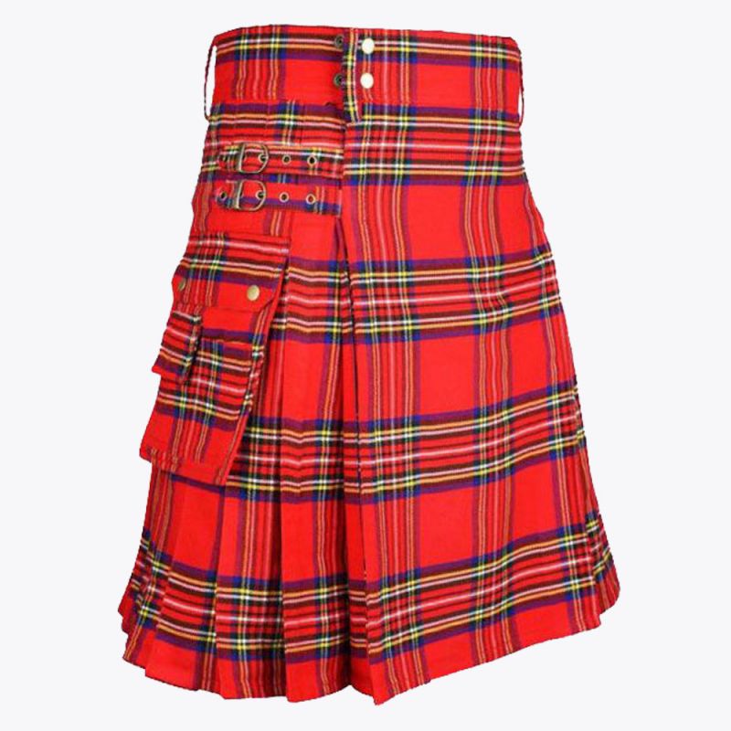 Men Royal Stewart Tartan Utility Kilt

