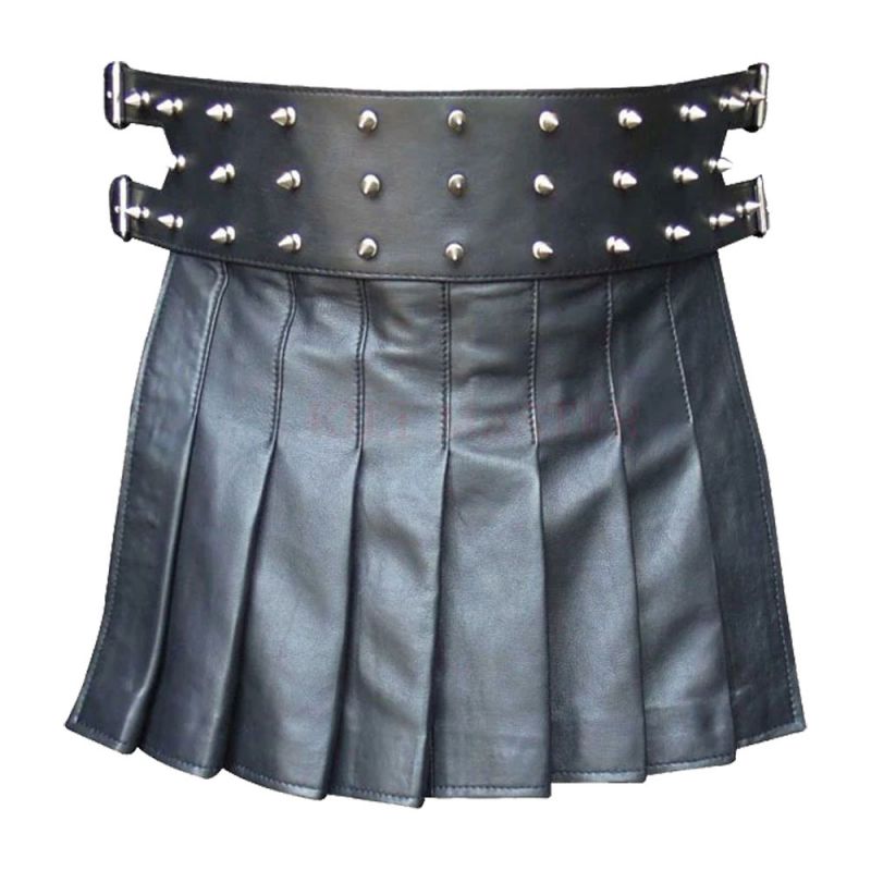 Mini Studded Leather Kilt