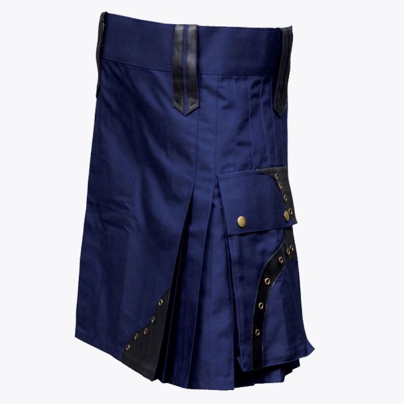 Modern Blue Utility Kilt For Men
