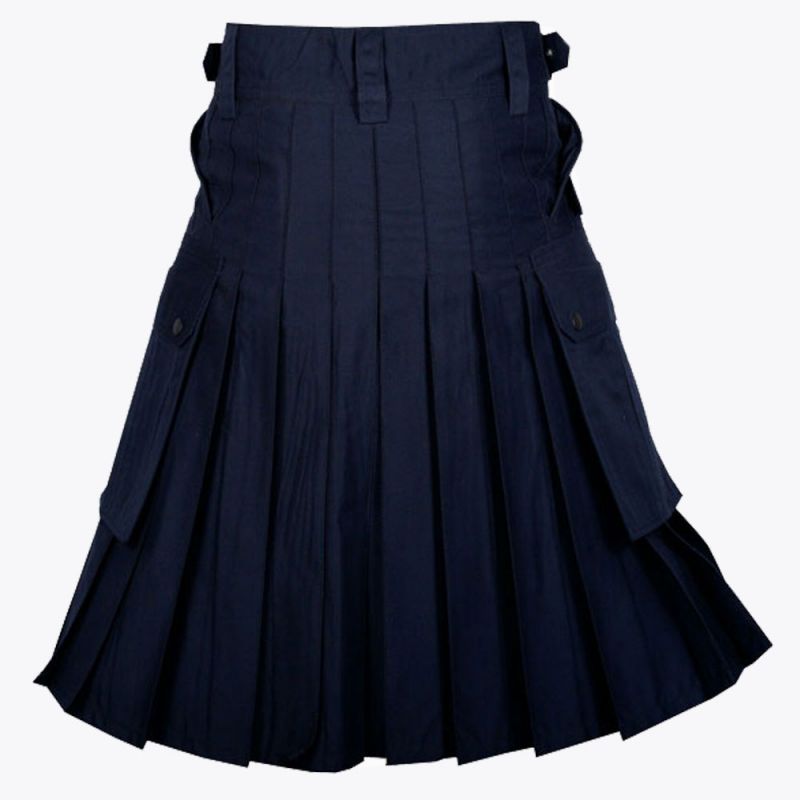 Navy Blue Utility Kilt with Cargo Pockets
