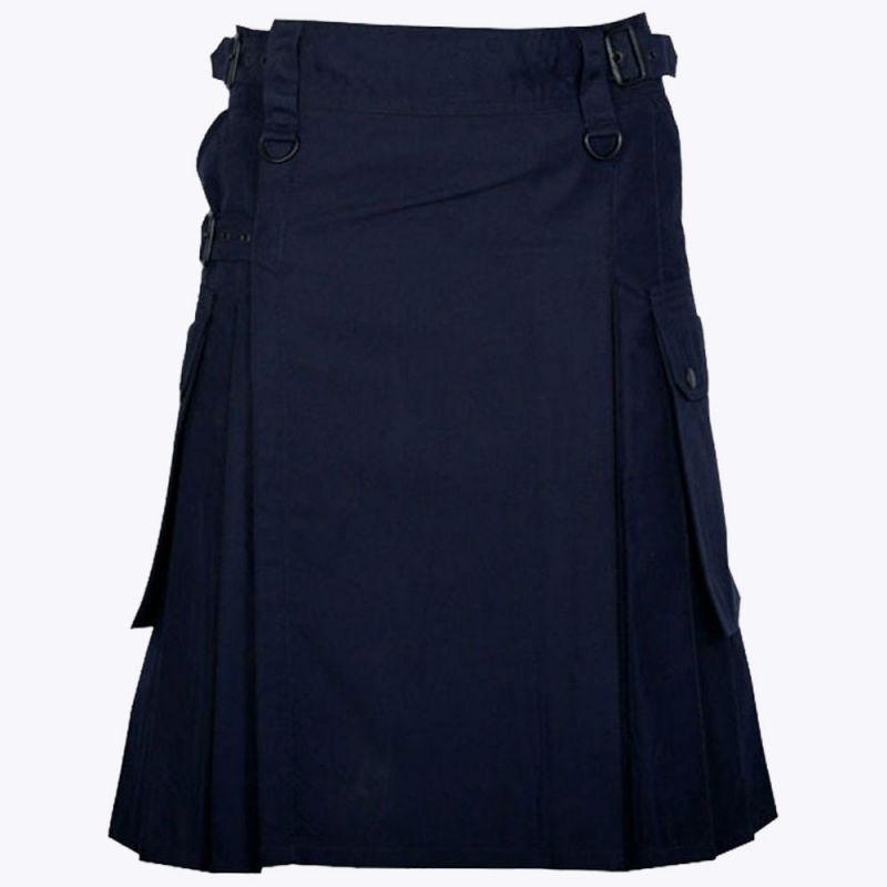 Navy Blue Utility Kilt with Cargo Pockets Navy Blue Utility Kilt with Cargo Pockets