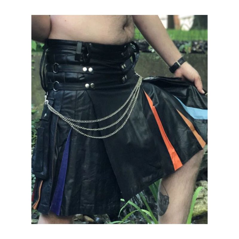 Rainbow Real Leather Kilt