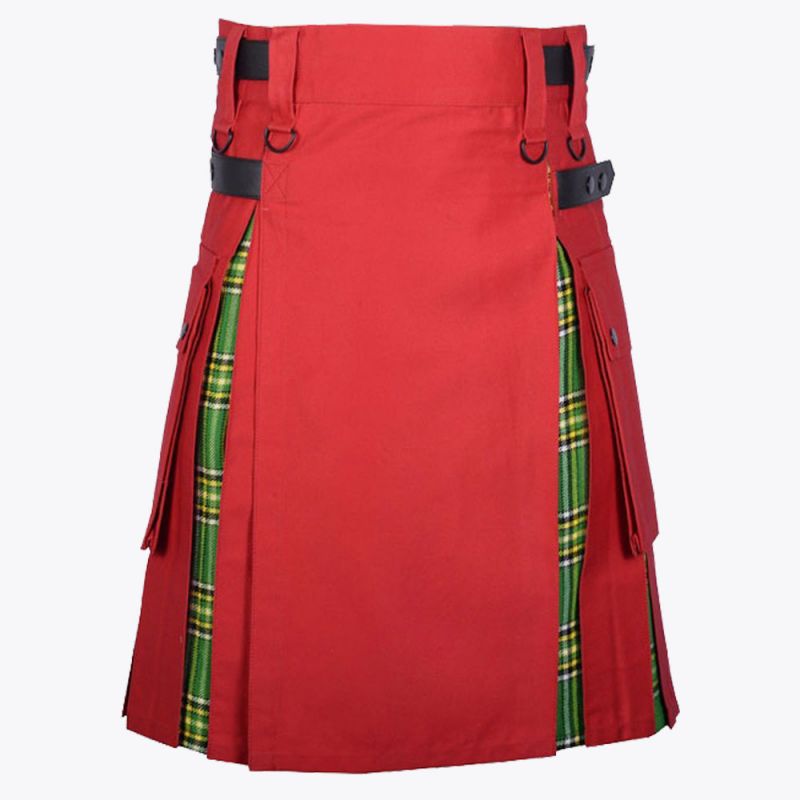 Red Cotton & Irish Tartan Hybrid Utility Kilt For Men
Red Cotton & Irish Tartan Hybrid Utility Kilt For Men