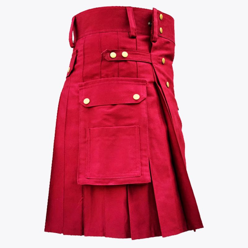 Red Modern Utility Kilt
