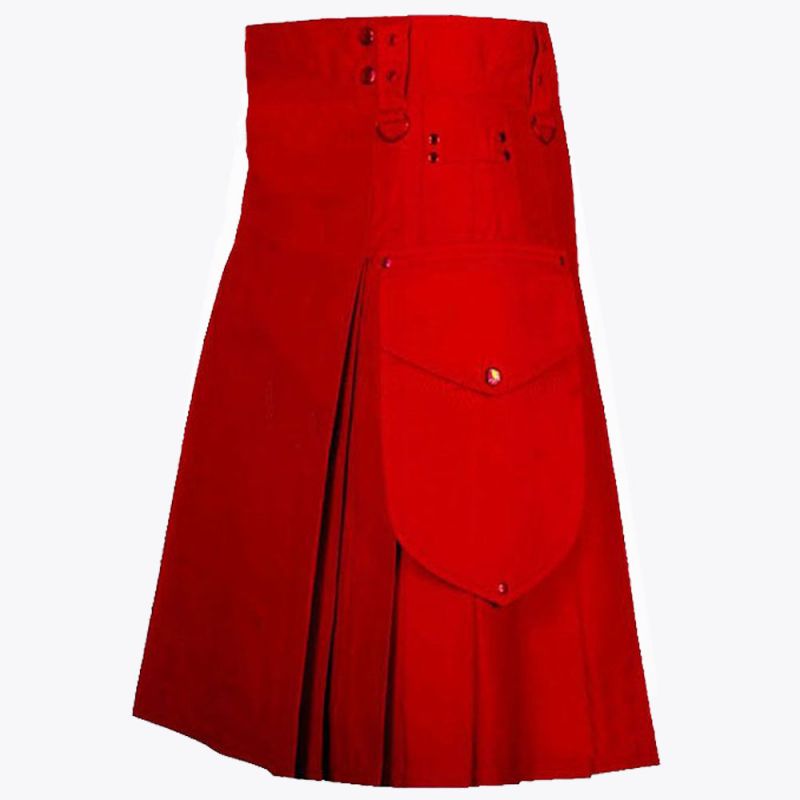 Red Utility Kilt For Men
