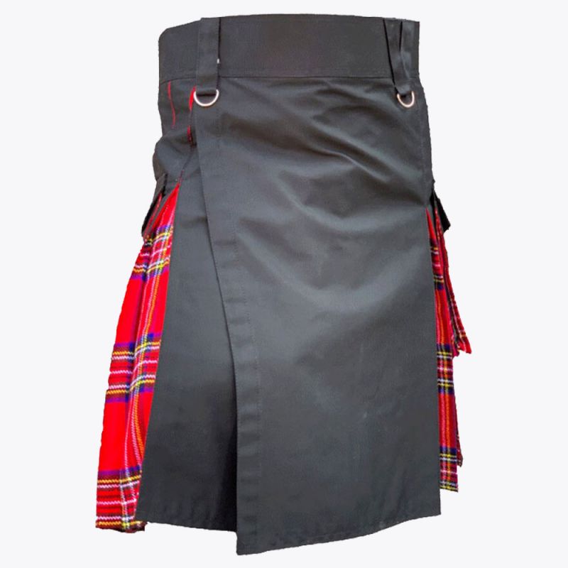 Royal Stewart With Black Cotton Hybrid Kilt
