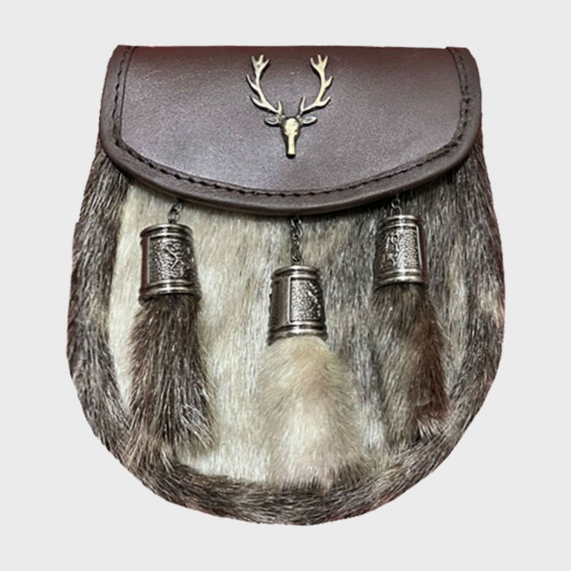 Seal Skin Sporran with Stag Badge Seal Skin Sporran with Stag Badge